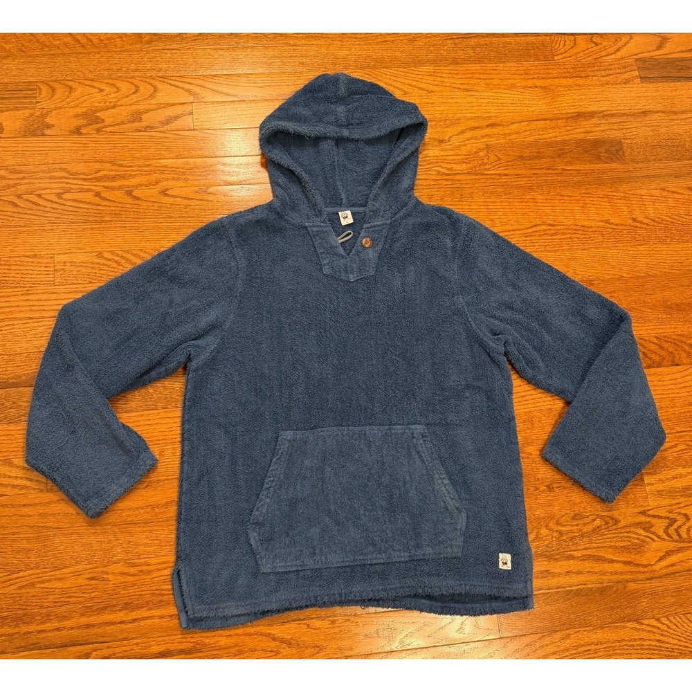 Birdwell Beach Britches Terry Cloth Hoodie Pullover Mens Large Blue USA Surf
